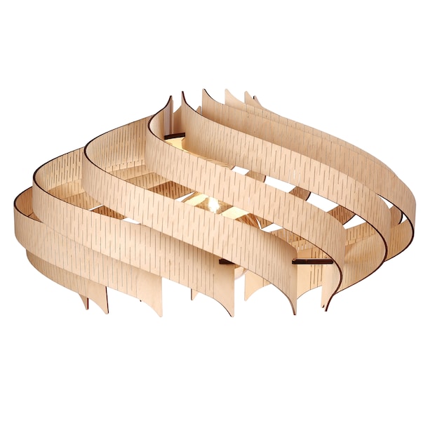 Wood Pendant Light - Handmade Scandinavian Chandelier Lamp Shades, Large Wooden Lantern Fixture, Plug-In Lighting