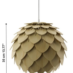 Wooden lamp shade Pinecone 400 / Wooden Pendant Lamp / hanging lamp / scandinavian light / wooden ceiling light / handmade lamp / lampshade image 5