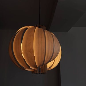 Pendant light / Lamp shade The Moon / art deco wood lamp / ceiling light / wood pendant light image 2