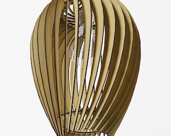 Birch Pendant Light – Scandinavian Wood Ceiling Lamp, Ballon 400