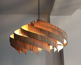 Oak Modern chandelier for staircase by Sonliner / Ceiling Lamp Majesty Natural OAK / Hand made Unique Light / Pendant Nordic Lamp / Hanging