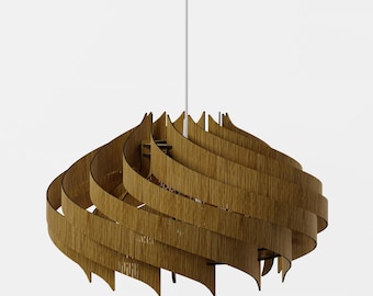 Handmade Oak Wood Pendant Light – Mid-Century Modern Ceiling Lamp
