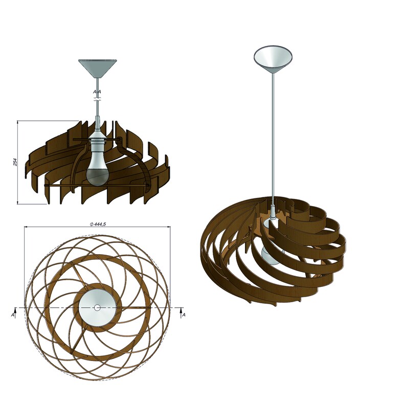 Houten hanglamp Modern uit het midden van de eeuw Handgemaakte lamp Plafondlamp Kroonluchterverlichting Industriële lamp Houten lampenkap Lampenkap afbeelding 6