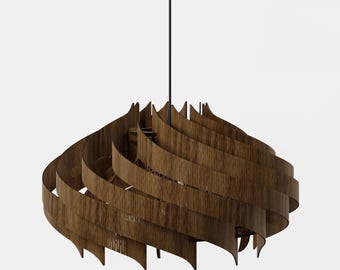 Handmade Walnut Wood Pendant Light – Mid-Century Modern Chandelier