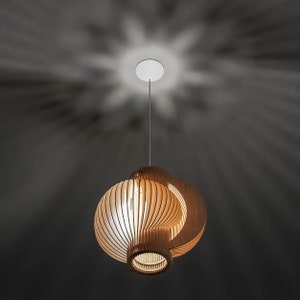Wooden Pendant Lamp Twist T1 350 ECO / Unique Pendant Light / Scandinavian Lamp / Ceiling light image 2
