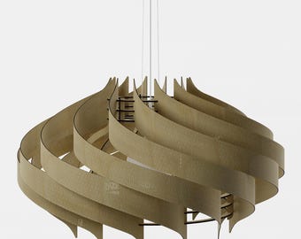 Birch Plywood Chandelier – Mid Century Modern Wooden Pendant Light