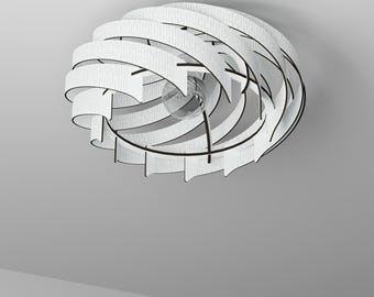 Majesty White Wood Flush Mount Chandelier – Sculptural Minimalist Ceiling Light Fixture