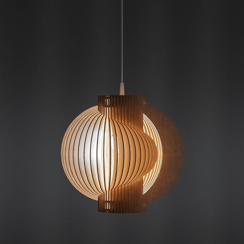 Wooden Pendant Lamp Twist T1 350 ECO / Unique Pendant Light / Scandinavian Lamp / Ceiling light image 1