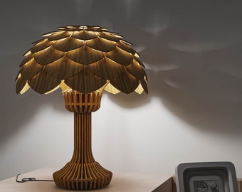 Handcrafted Walnut Table Lamp: Natural Elegance for Your Home