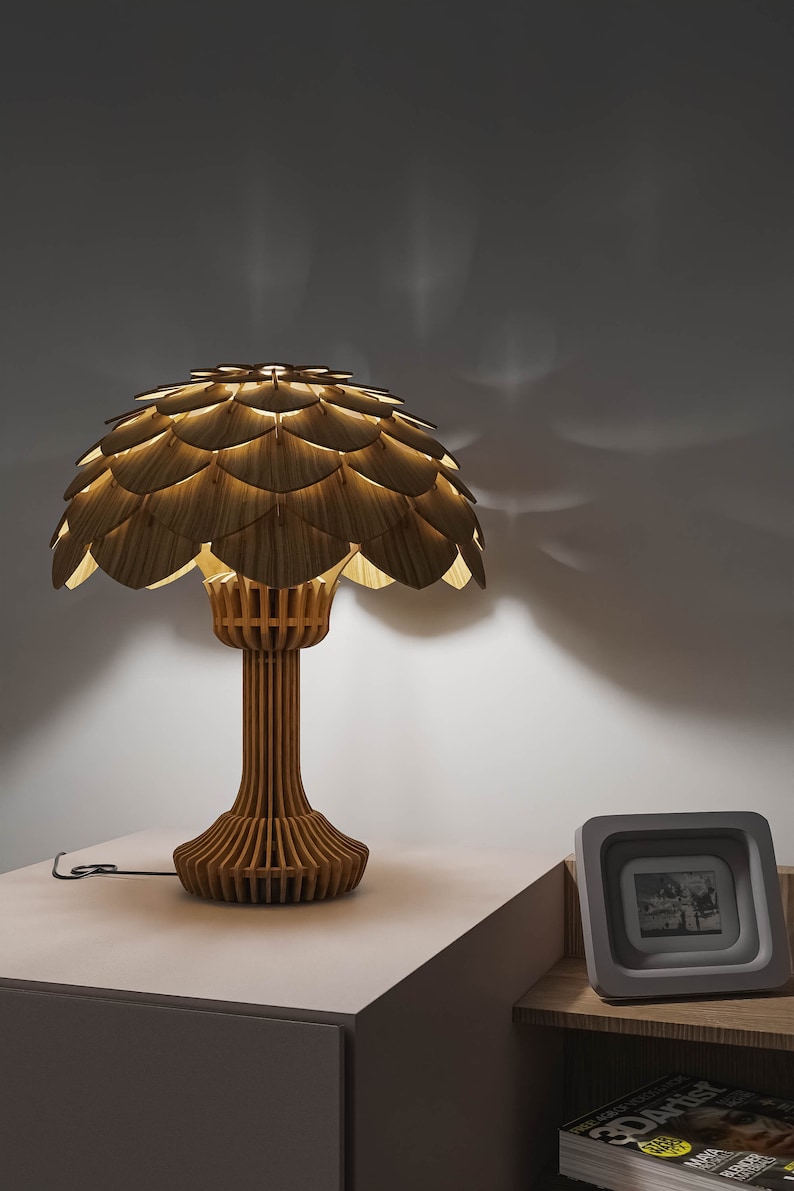 Ambachtelijke walnootaccentlamp: handgemaakte minimalistische verlichting afbeelding 2