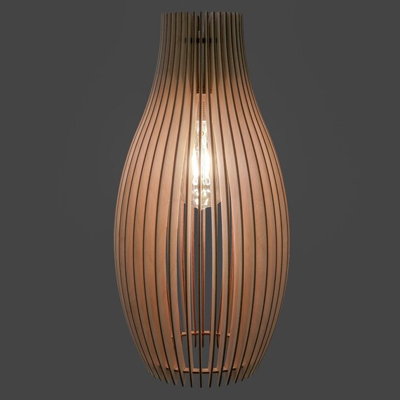 Handmade Wooden Lamp: "The Bud" Art Deco Pendant Light