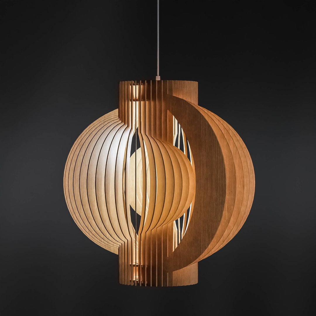 Wood Pendant Light twist T1 575 Eco / Unique Pendant Light