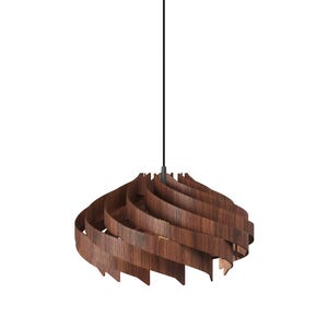 Sonliner Walnut Stain Finish Wooden Pendant Lamp – Scandinavian Style Hanging Light image 2
