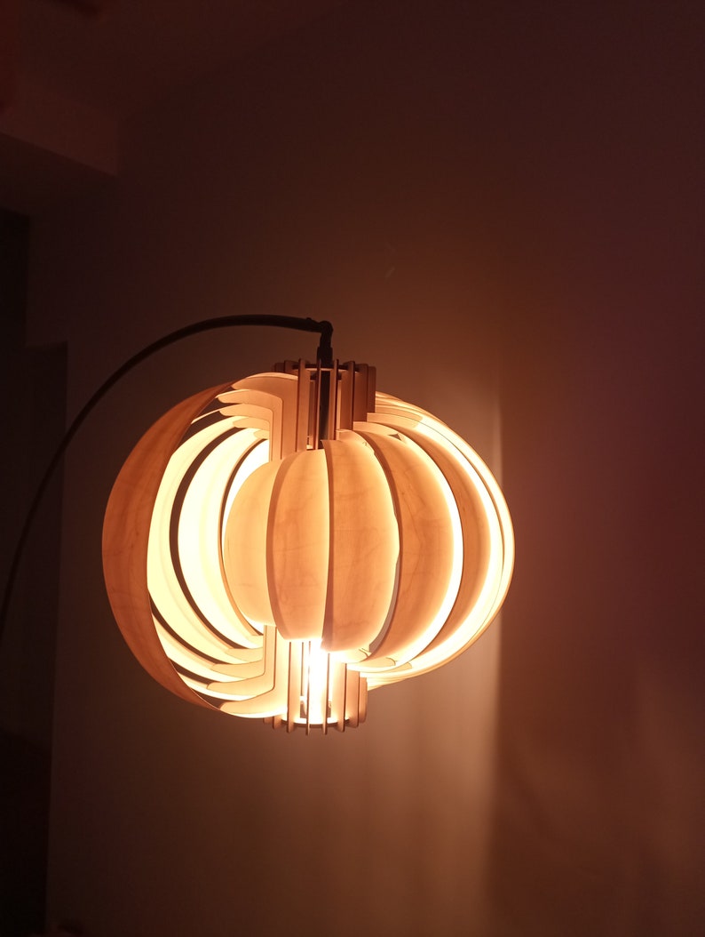 Pendant light / Lamp shade The Moon 520 / art deco wood lamp / ceiling light / wood pendant light image 2