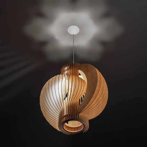 Twisted Lasercut Wooden Lampshade No.1 