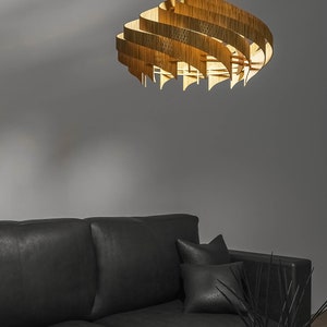 Circus 600 Natural oak / Wood Pendant Light / Large Wooden Ceiling Lamp / Large Wooden Ceiling Lamp/ Handmade lampshade / Mid Century Modern image 2