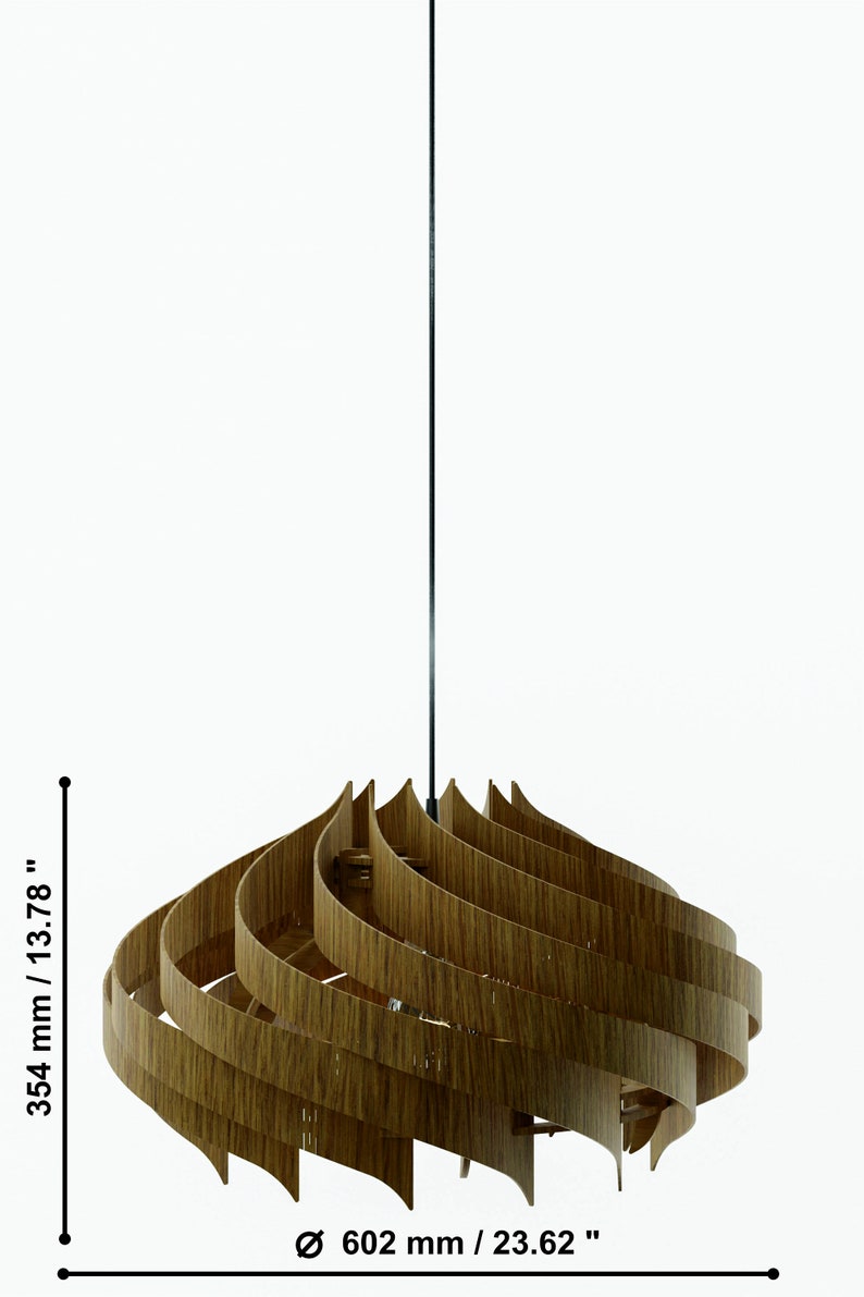 Circus 600 Natural oak / Wood Pendant Light / Large Wooden Ceiling Lamp / Large Wooden Ceiling Lamp/ Handmade lampshade / Mid Century Modern image 3