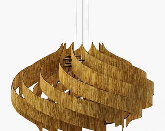 Eiche Pendelleuchte – Große Deckenlampe für Küche, Esstisch, Flur – Circus 750 Handgefertigte Holzlampe