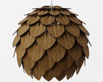 Walnut Pinecone Ceiling Light – Scandinavian Wooden Hanging Lamp