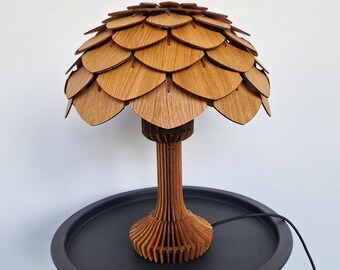 Handmade Oak Wooden Desk Lamp | Pinecone Table Lamp