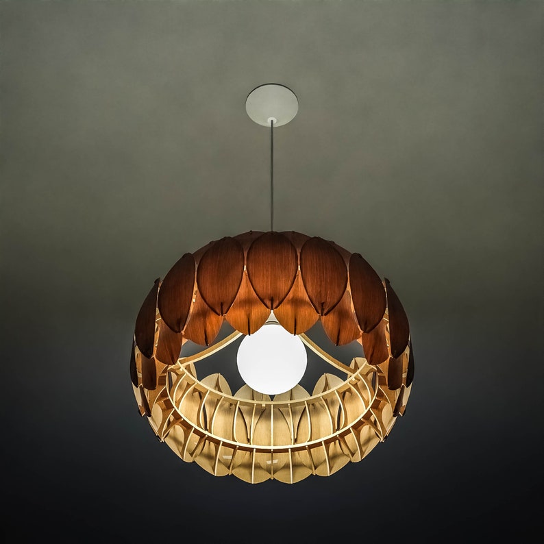 Scandinavian light / Wooden Ceiling Lamp The Ring / Unique Large pendant lamp / Scandinavian lamp / Wooden lamp image 2
