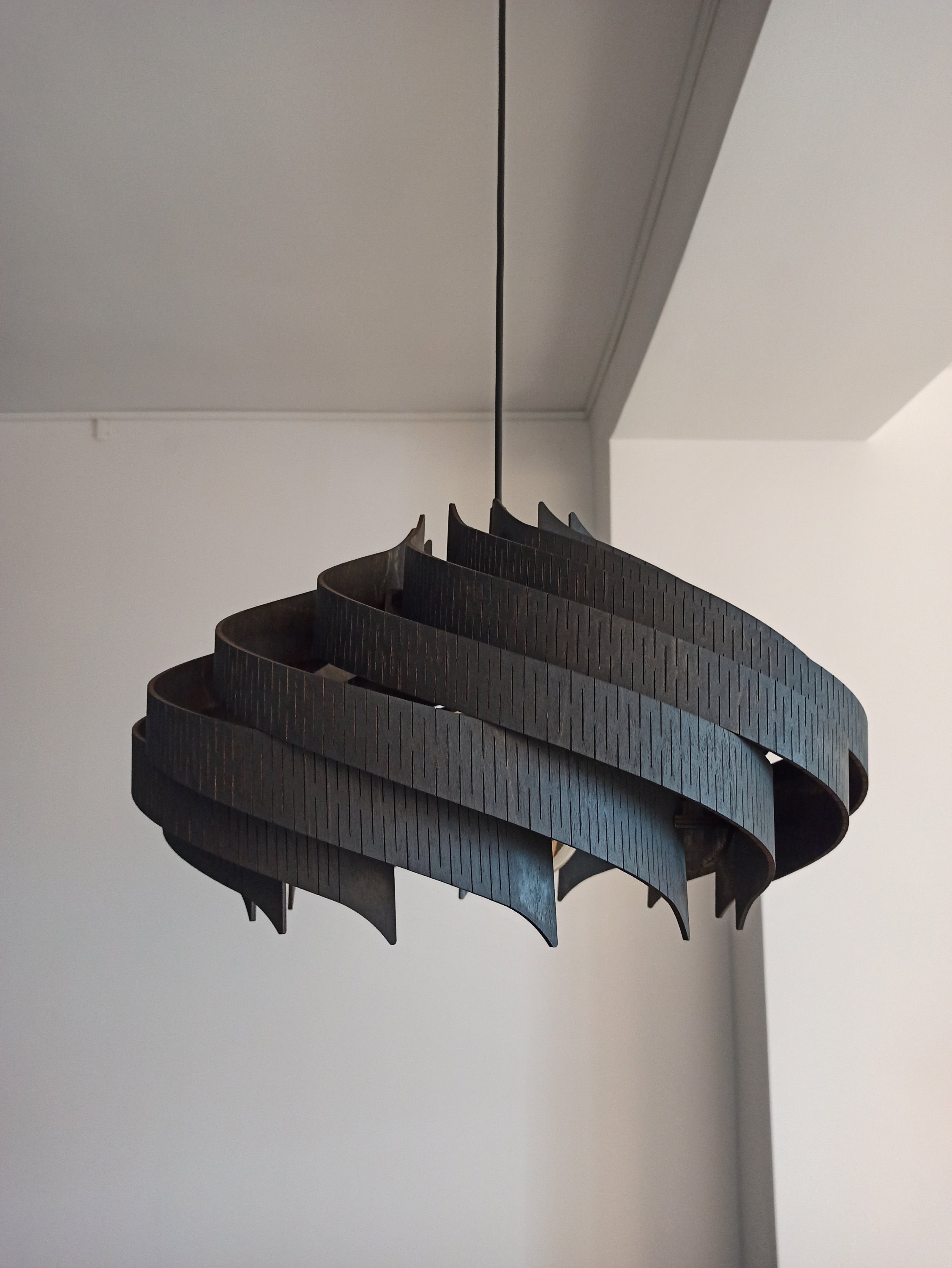 Black wood lighting Ceiling Light Fixture with Elegant Lamp Shades, Modern Pendant Lighting for Stylish Home Decor