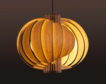 Pendelleuchte / Lampenschirm "Der Mond" / Art Deco Holzlampe / Deckenleuchte / Holz-Pendelleuchte