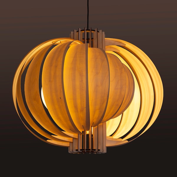 Pendant light / Lamp shade "The Moon" / art deco wood lamp / ceiling light / wood pendant light