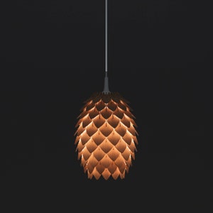 Wooden Pendant Lamp &quot;Mini Pinecone 230 &quot;  / wooden lamp shade / unique hanging lamp / scandinavian light / wooden ceiling light