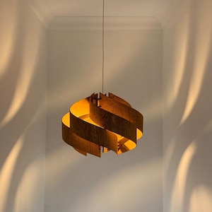Scandinavian Wooden Ceiling Lamp "The Secret" – Handmade Kitchen Island Lighting, Modern Pendant Light Fixture
