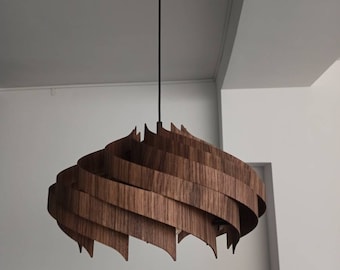 Walnoot hanger Lihgt "The Majesty" / handgemaakte unieke hanglamp / Scandinavische lamp / art deco houten lamp
