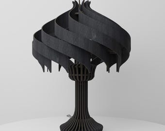 Black Wood Table Lamp | Handcrafted Scandinavian Nightstand Light