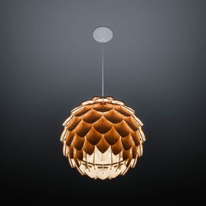 Wooden lamp shade Pinecone 400 / Wooden Pendant Lamp / hanging lamp / scandinavian light / wooden ceiling light / handmade lamp / lampshade image 2