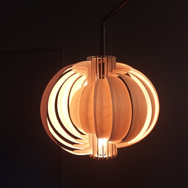 Pendant light / Lamp shade "The Moon 420" / art deco wood lamp / ceiling light / wood pendant light
