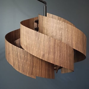 Chandelier / Pendant Lights "The Secret" Natural Walnut / Wooden Lamp Shade / Nordic Lamp / Handmade Ceiling lamp