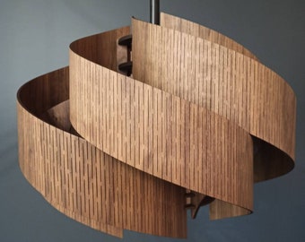 Chandelier / Pendant Lights "The Secret" Natural Walnut / Wooden Lamp Shade / Nordic Lamp / Handmade Ceiling lamp