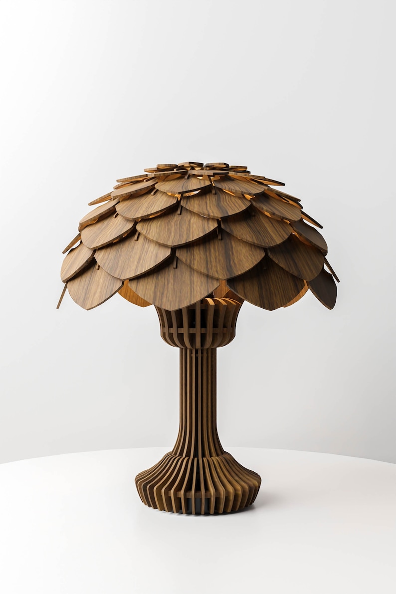 Moderne notenhouten tafellamp: Scandinavisch geïnspireerd ontwerp afbeelding 2