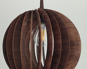 Handmade Walnut Chandelier: Scandinavian Wood Pendant Light