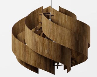 Walnut-Look Pendant Light – Wooden Chandelier, Ambient Lighting
