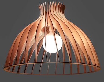 Éclairage de lustre / Suspension en bois / Lampe faite main à rotation « The Swings » / Suspension scandinave / Suspension unique