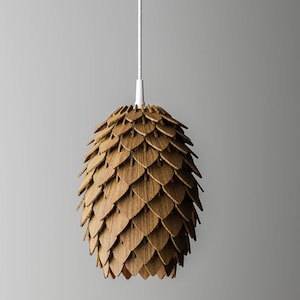 Pinecone Wood Pendant Light: Kitchen Island Lighting, Natural Walnut