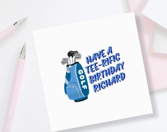 Tarjeta de cumpleaños de golf - Tarjeta de cumpleaños para él, papá, esposo - Regalo para amantes del golf - Tarjeta de golf personalizada -