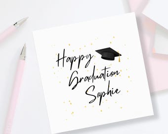 Personalised Graduation Card - Custom Name Graduation Gift - University College Keepsake - Congratulations Graduate