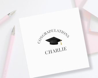 Personalised Graduation Card – Congratulations on your Graduation - Card for Graduate - Con-grad-ulations Greeting Card  - Grad Hat Card