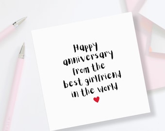 Tarjeta de aniversario divertida para novio - Tarjeta de aniversario para novio - De la mejor novia - Novio afortunado - Para él