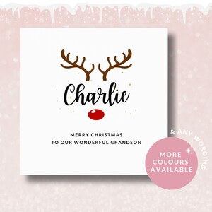 Biglietto di Natale personalizzato Rudolph per lui, nipote, figlio, nipotino, fratello, biglietto di Natale con renne, primo Natale del bambino, neonato