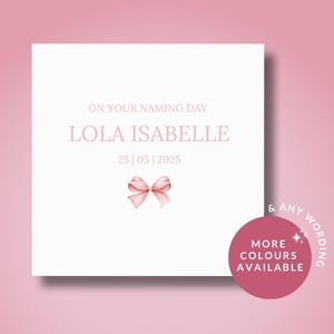Cartão para o Dia do Nome de Meninas – Cartão personalizado para a cerimônia de nomeação de bebês | Lembrança feita à mão, presente com nome personalizado para meninas, mensagem de boas-vindas ao bebê