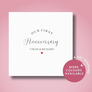 Tarjeta personalizada para nuestro primer aniversario, tarjeta para nuestro primer aniversario juntos, para mi novio y novia, tarjeta para nuestro aniversario de pareja.