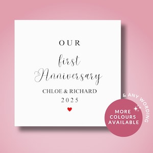 Tarjeta personalizada para nuestro primer aniversario, tarjeta para nuestro primer aniversario juntos, para mi novio y novia, tarjeta de aniversario 2025
