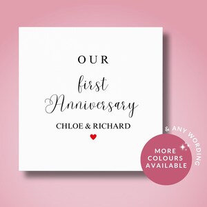 Tarjeta personalizada para nuestro primer aniversario, tarjeta para nuestro primer aniversario juntos, para mi novio y novia, tarjeta para nuestro aniversario de pareja.